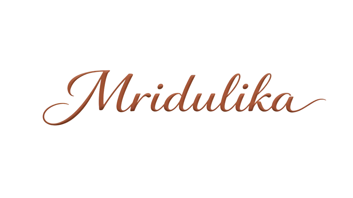 The name 'Mridulika' written in a cursive font on a white background